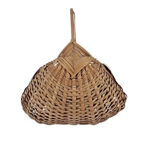 Handwoven Bamboo Decorative Basket With Handle Flared Rounded Bottom